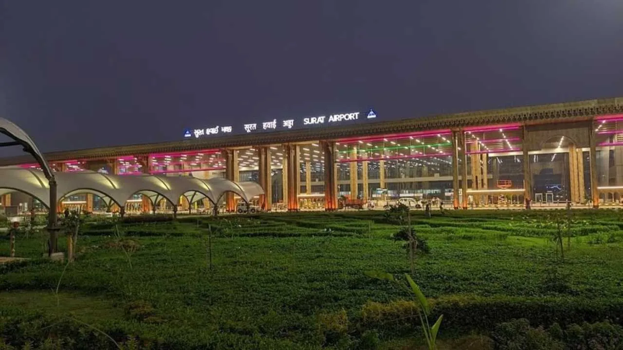 surat airport night view